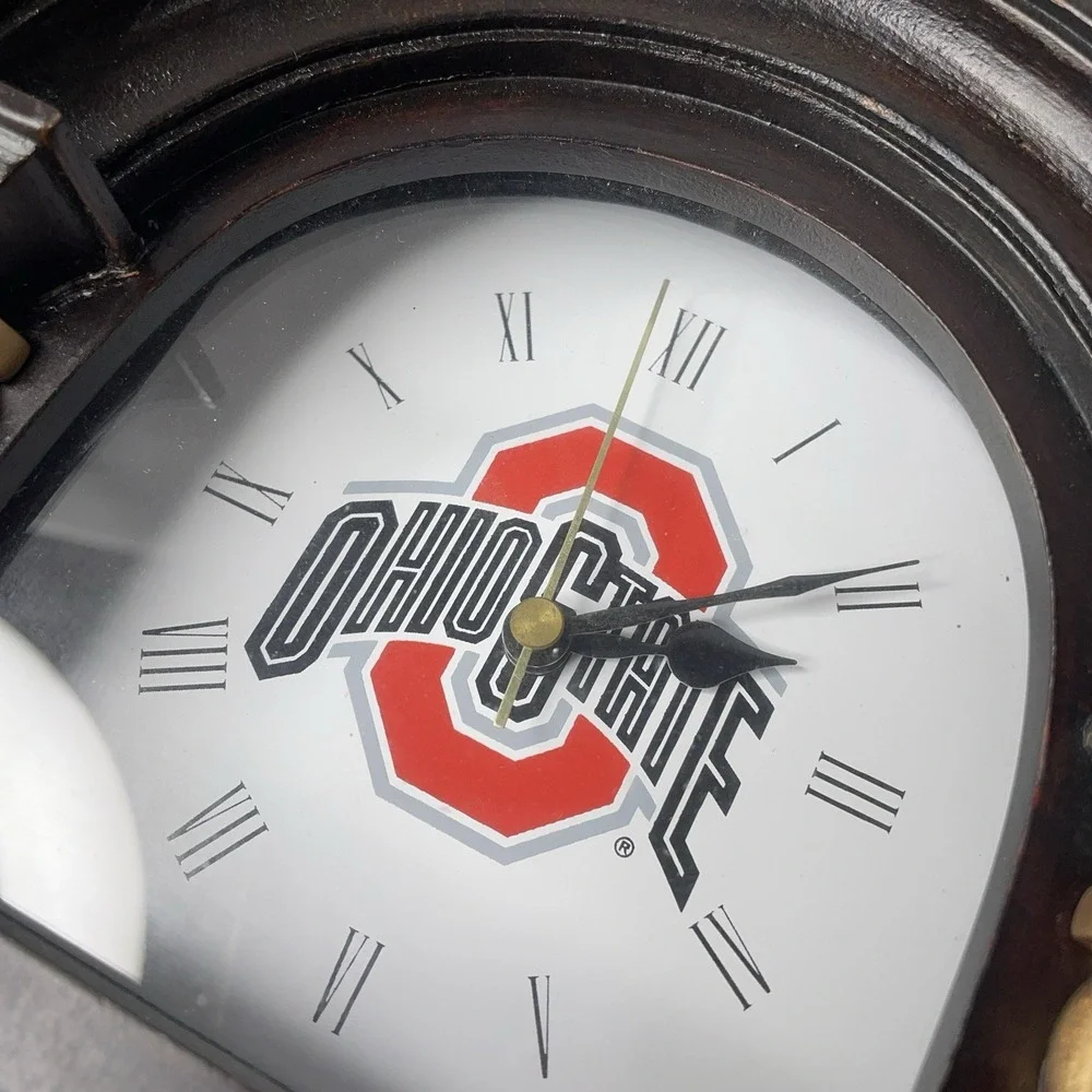Vintage Danbury Mint Ohio State Buckeyes Football Wooden Grandfather Desk Clock